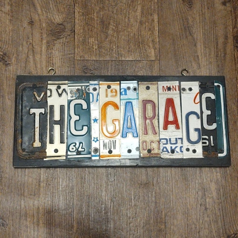 COPY - "The Garage" custom auto plate sign